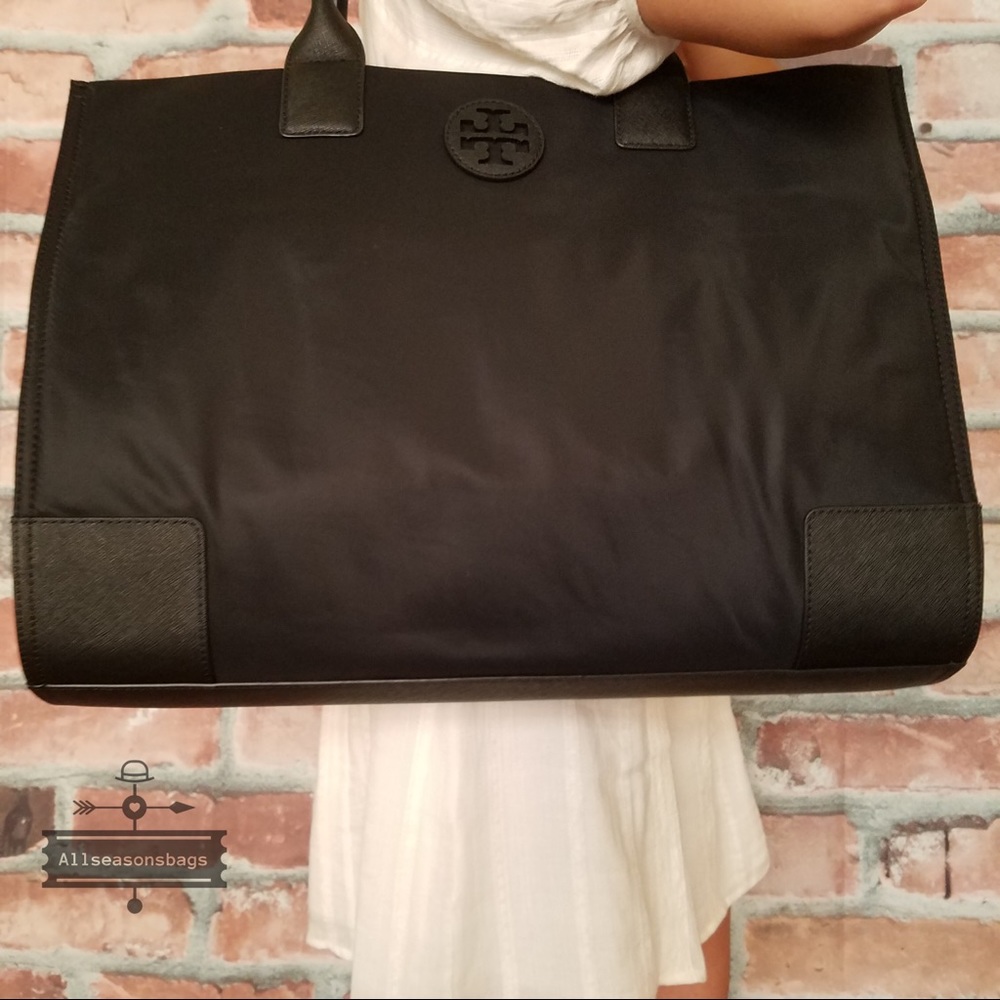 Tory Burch ella nylon tote black shoulder bag - Picture 5 of 10